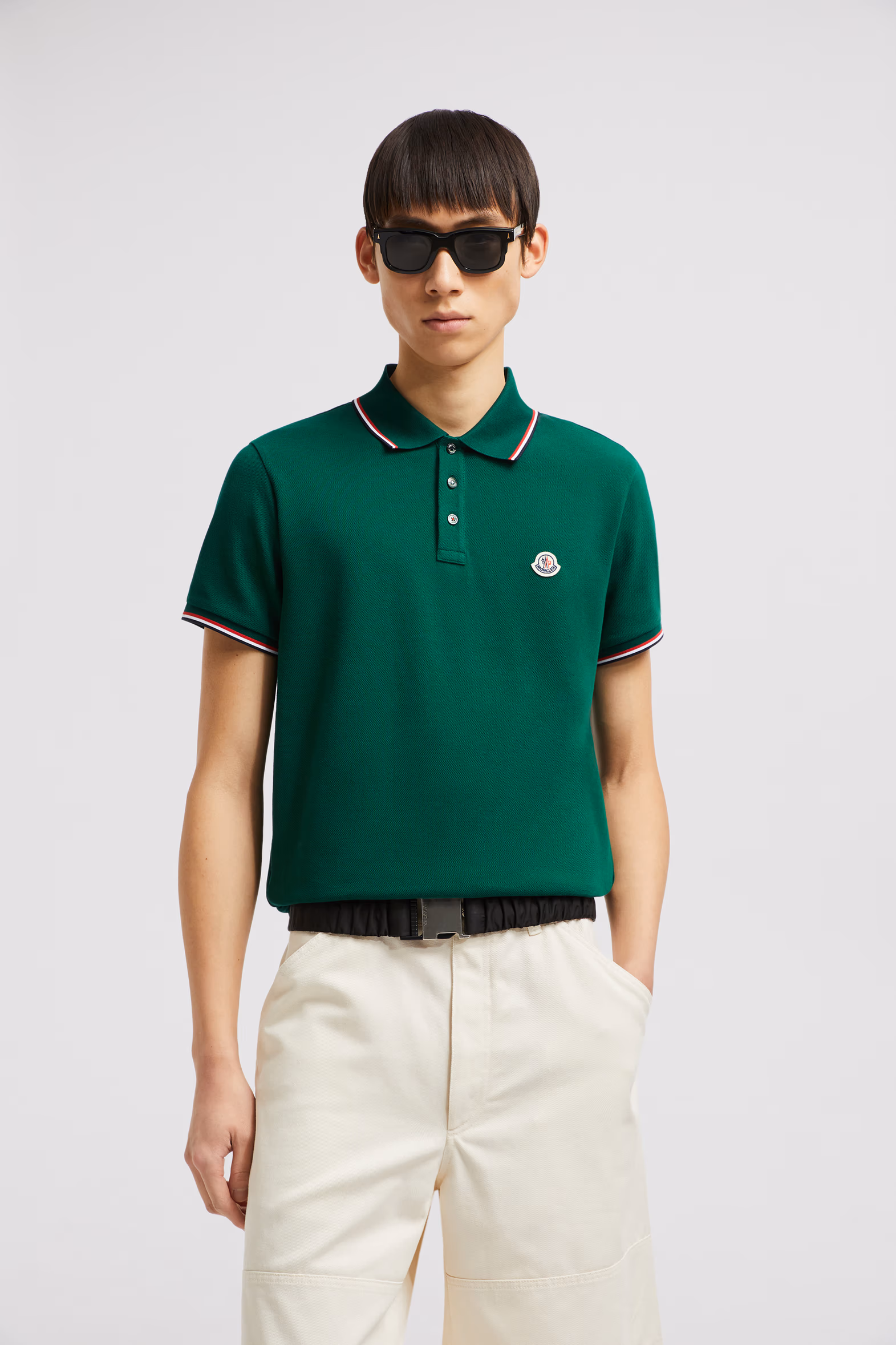 Polo en piqué de coton Hommes Vert Feuille Moncler 3